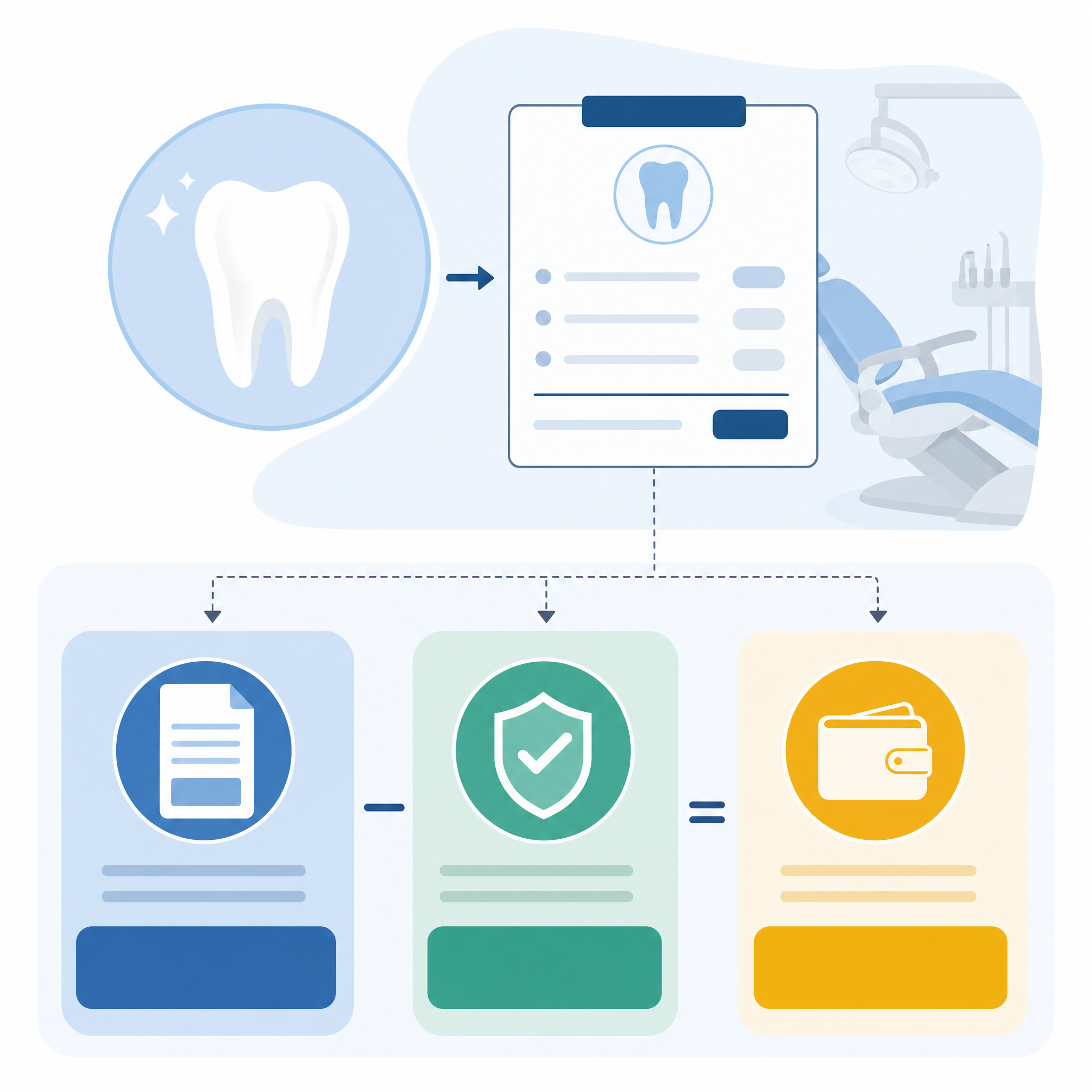 Educational timeline showing how four scheduled dental payments may be structured